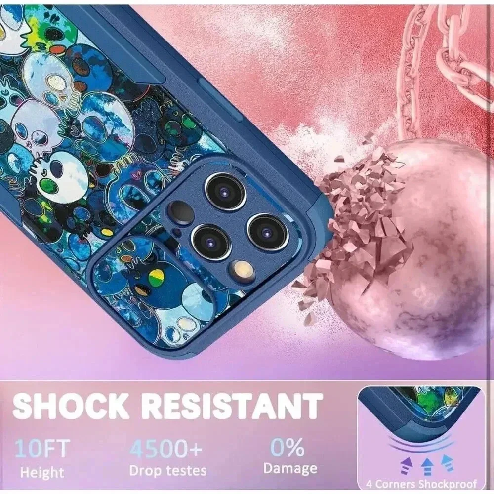 Designer Skull Heavy Duty Case for iPhone 13 Pro Max with Slide Camera Protector